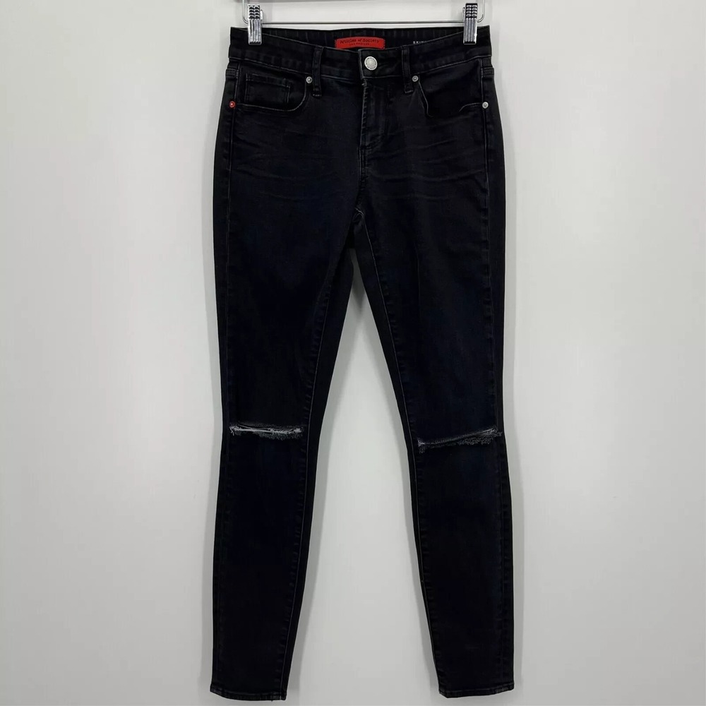 Articles of Society Skinny Jeans Black Distressed Ripped Knee Size 24